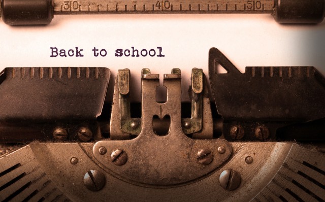 Vintage inscription made by old typewriter back to school